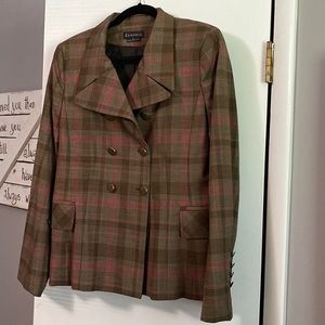 Zenobia plaid oversized Retro Wool  Blazer excellent preowned condition size 10